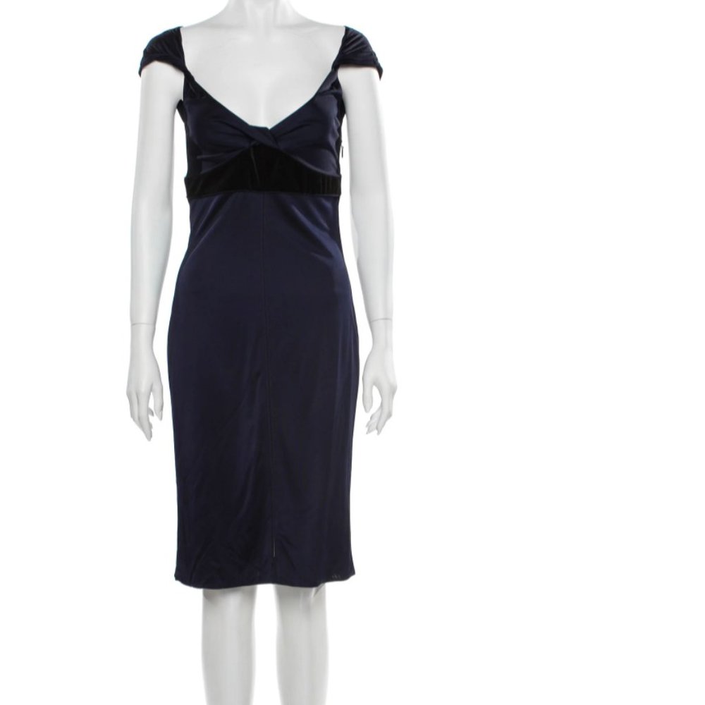 VINTAGE GUCCI Knee-Length Navy Blue Dress